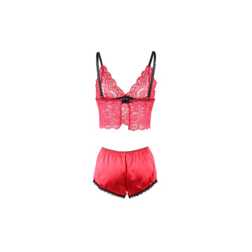 Subblime - 953904 Nachthemd + Höschen Aus Seide Und Spitze Rot L/Xl