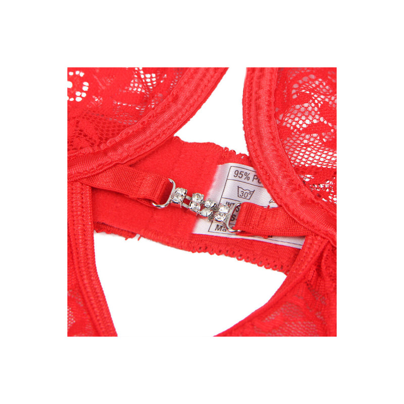 Subblime - 954215 Babydoll De Encaje Con Tirantes Ajustables Rojo