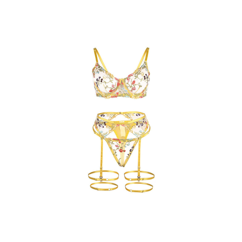 Subblime - 954352 Sujetador + Tanga + Ligueros Diseño Floral
