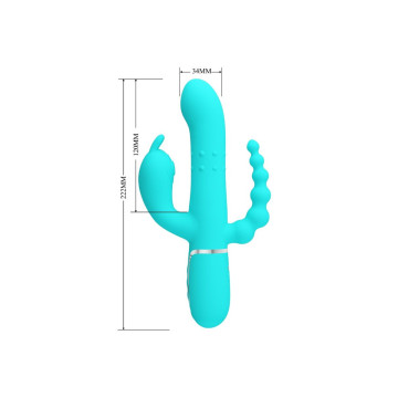 Pretty Love - Cammy Triple Vibrador Rabbit Multifunción 4 En 1 Azul