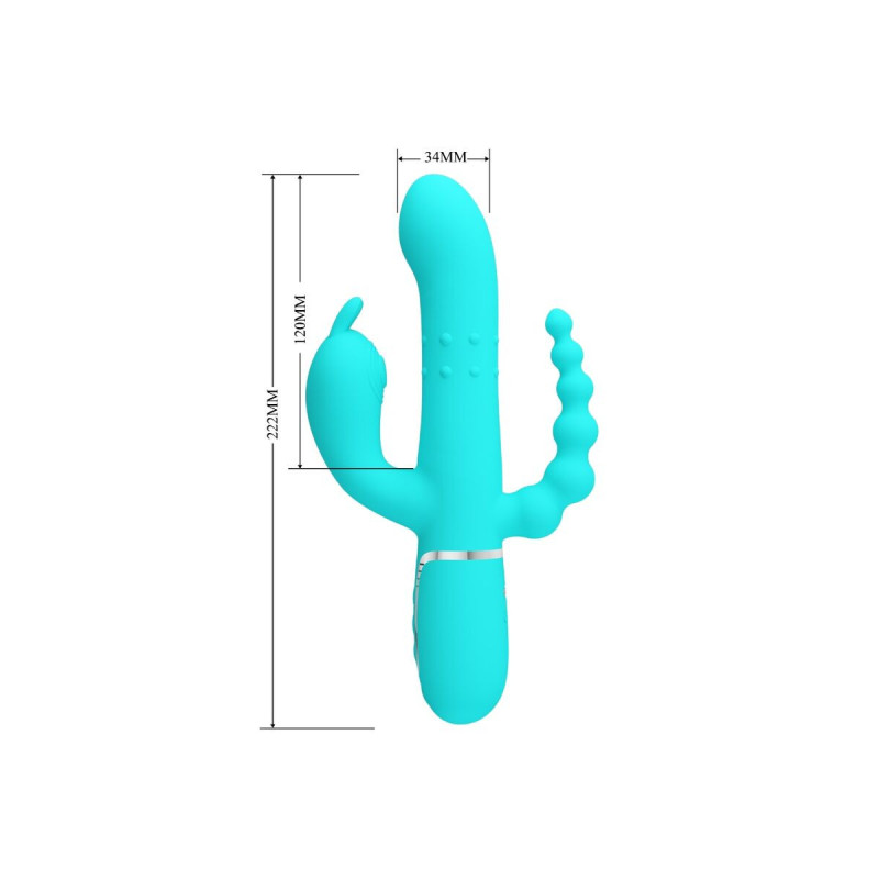Pretty Love - Cammy Triple Vibrador Rabbit Multifunción 4 En 1 Azul