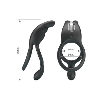 Pretty Love - Seth Doble Anillo Vibrador Rabbit 7 Vibraciones Negro