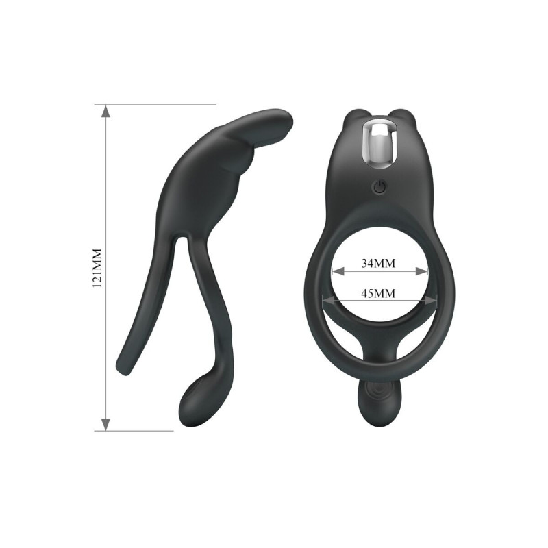 Pretty Love - Seth Doble Anillo Vibrador Rabbit 7 Vibraciones Negro
