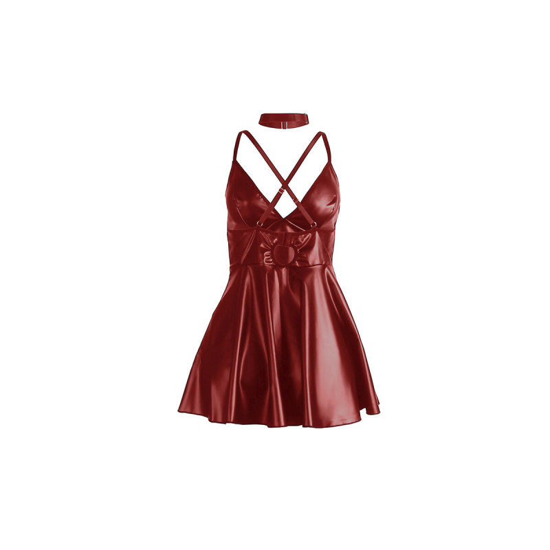 Subblime - 955397 Kleid Mit Burgunderroten Lederträgern S/M |