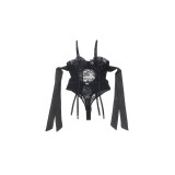 Subblime - 955496 Body De Encaje Con Lazos Y Ligas Negro S/M |