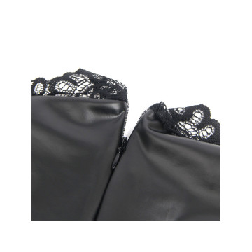 Subblime - 957551 Vestido De Cuero Con Cuello De Encaje Negro L/Xl
