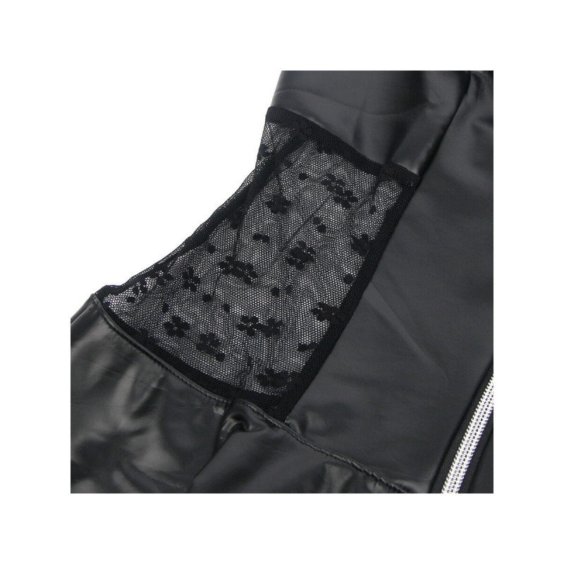 Subblime - 957704 Vestido De Cuero Con Cremallera Y Encaje Negro