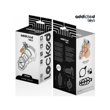 Addicted Toys Locked - Silver Lock Jaula Para Pene De Metal Talla M