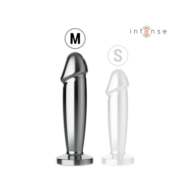 Intense - Plug Anal 10 Vibraciones Metal En Forma De Dildo Con