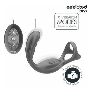 ADDICTED TOYS - ANNEAU PÉNIS PROSTATIQUE DOUBLE AVEC TÉLÉCOMMANDE