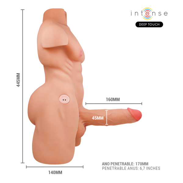 INTENSE DEEP TOUCH - MARTY TORSO CON ANO Y DILDO REALÍSTICO CON EMPUJE Y VIBRACIÓN CONTROL REMOTO 6.2 KG