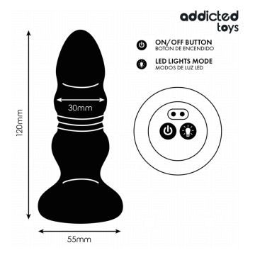 ADDICTED TOYS - PLUG ANAL ROTATIF ET VIBRANT, TÉLÉCOMMANDE AVEC LUMIÈRE LED