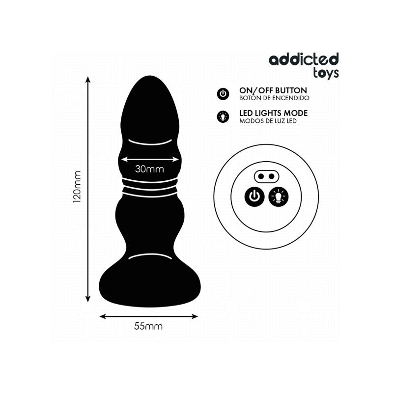 Addicted Toys - Thrusting Vibrating Anal Plug, Led Light Remote