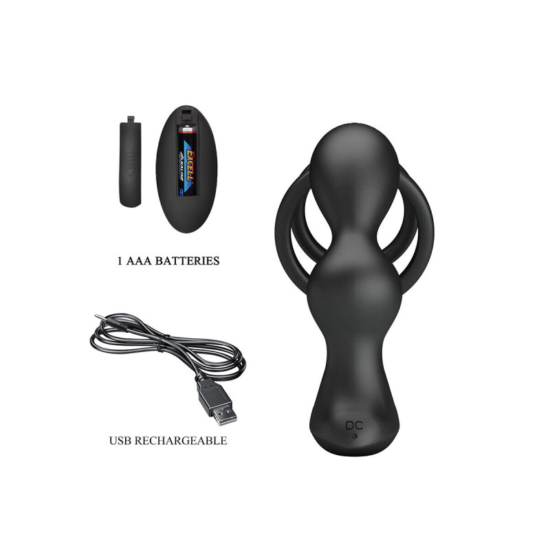 Mr Play - Anillo Para Pene Con Plug Anal Con Vibración Control