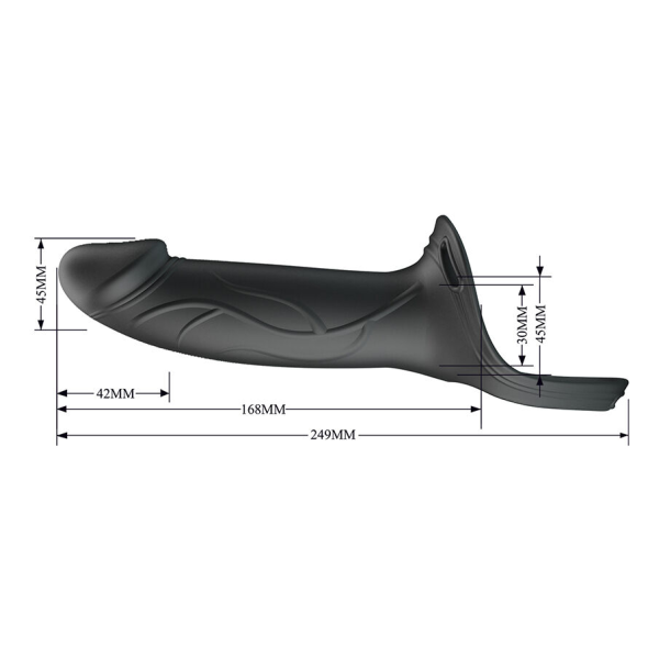 PRETTY LOVE - LONDON UNIVERSAL HARNESS MIT SILIKON-STRAP-ON-DILDO SCHWARZ 16,8 CM