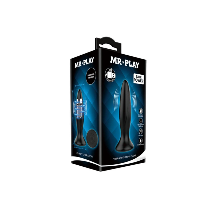 Mr Play - Plug Anal Vibrador Negro Recargable | Vybes.it