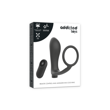 Addicted Toys - Anilla Pene Con Plug Anal Control Remoto Negro