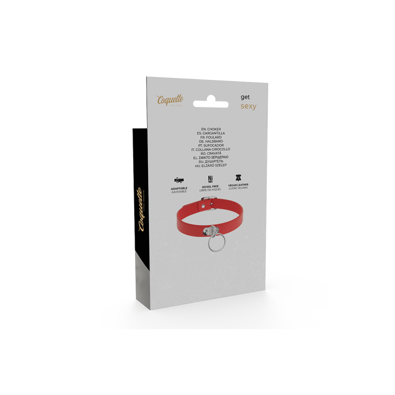 Coquette Chic Desire - Collier Cuir Vegan Rouge Femme Accessoire