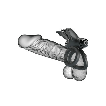 Pretty Love - Doble Anillo Vibrador Con Estimulador Negro | Vybes.it