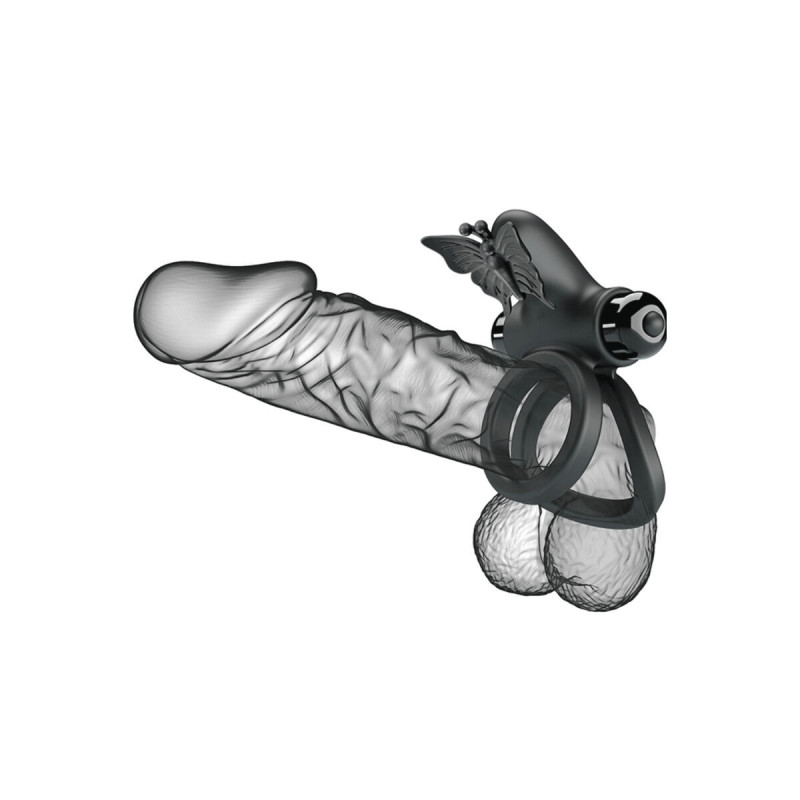 Pretty Love - Doble Anillo Vibrador Con Estimulador Negro | Vybes.it