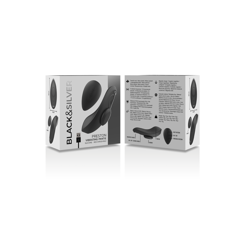 Black&Silver - Culotte Vibrante Rechargeable En Silicone Preston
