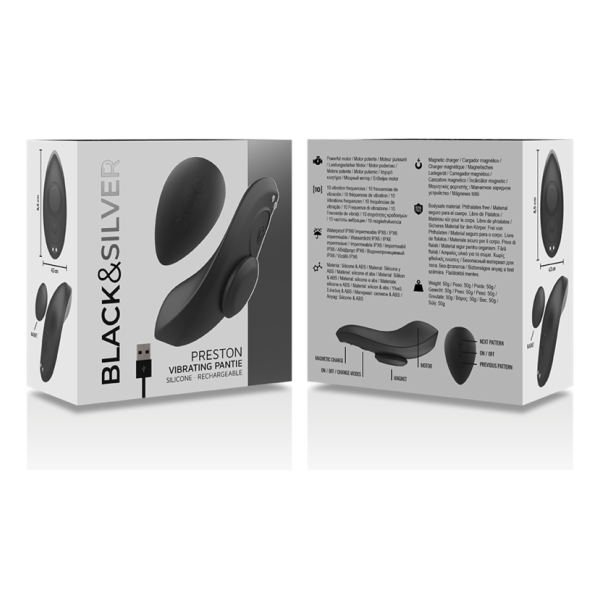 BLACK&SILVER - PRESTON PANTIE MAGNÉTICO VIBRADOR SILICONA REMOTO