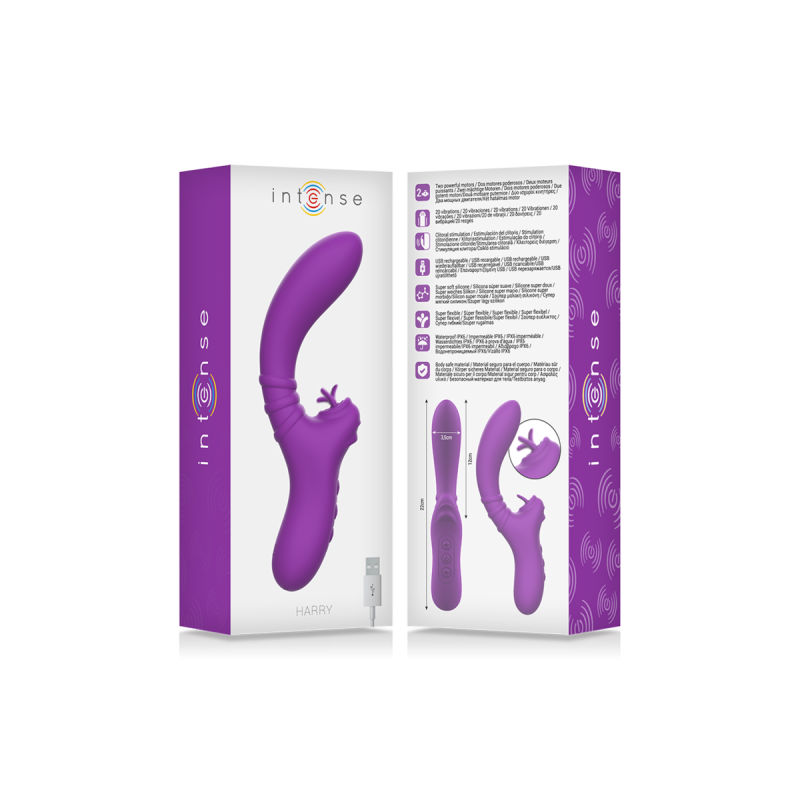 Intense - Harry Vibrador Flexible Con Lengua Morado | Vybes.it