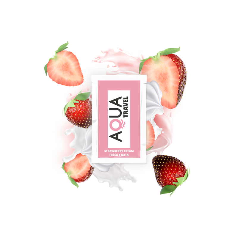 AQUA TRAVEL - LUBRIFIANT À BASE D'EAU SAVEUR CRÈME DE FRAISE 6 ML - U…
