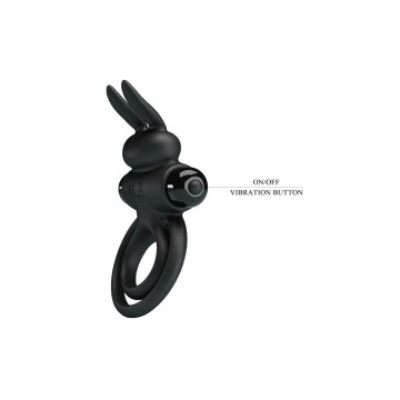 Pretty Love - Anneau De Lapin Vibrator Iii Pour Pénis Noir |