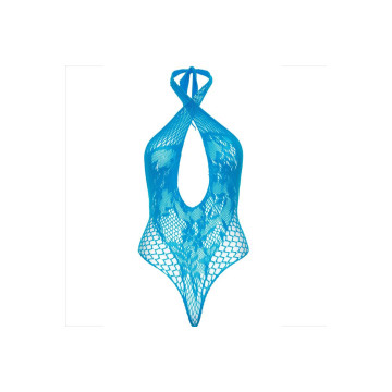 Leg Avenue - Teddy Halter Con Encaje Azul | Vybes.it
