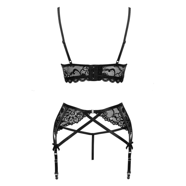 LIVCO CORSETTI FASHION - MORIDAM LC 90552 SUJETADOR + LIGUERO + PANTY NEGRO L/XL