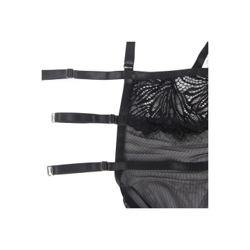 Subblime - Babydoll Con Tirantes Ajustables De Encaje Negro S/M |