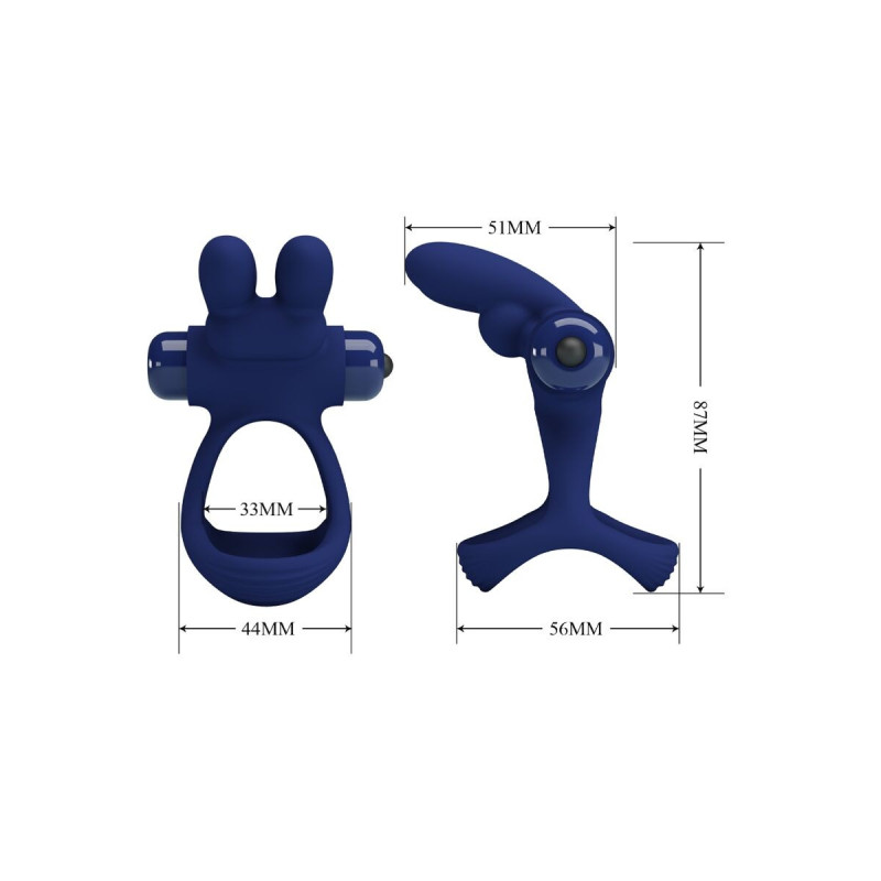 Pretty Love - Francisco Doble Anillo Vibrador Rabbit Azul | Vybes.it