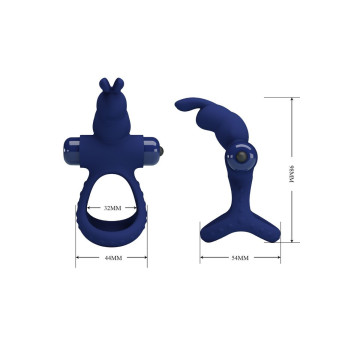 Pretty Love - Luchito Doble Anillo Vibrador Rabbit Azul | Vybes.it