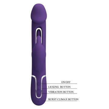 PRETTY LOVE - KAMPAS VIBRADOR RABBIT 3 EN 1 MULTIFUNCIÓN CON LENGUA VIOLETA