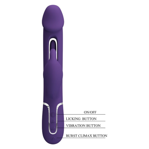 PRETTY LOVE - KAMPAS VIBRADOR RABBIT 3 EN 1 MULTIFUNCIÓN CON LENGUA VIOLETA