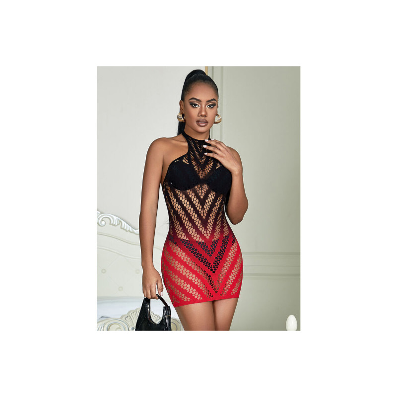 Subblime - 952242 Robe Résille Élastique Dégradé Rouge Et Noir