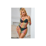 SUBBLIME - 952426 RAINBOW LONG SLEEVE FISHNET DRESS ONE SIZE - SUBBLI…