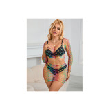 SUBBLIME - 952440 2-TEILIGER NETZ-SATZ LANGARM REGENBOGEN EINE GRÖSSE…