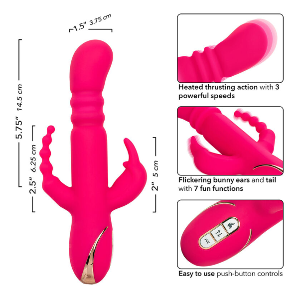 CALEXOTICS - JACK FANTASY VIBRATORE TRIPLO RISCALDATO ROSA CONIGLIO