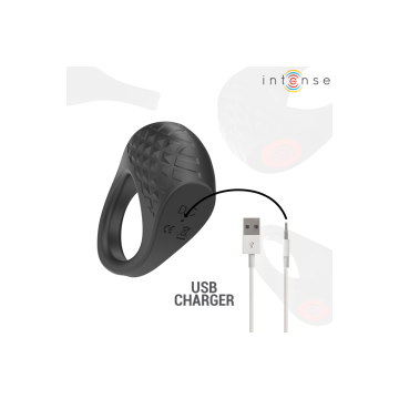 Intense - Clover Anillo Vibrador Pene 10 Vibraciones Negro |