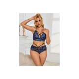 SUBBLIME - 954079 SUJETADOR + PANTIES ENCAJE AZUL L/XL