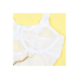 Subblime - 954284 Body Con Cadenas + Ligueros Blanco S/M | Vybes.it