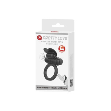 Pretty Love - Debonaire Anillo Vibrador Conejo 10 Vibraciones Negro