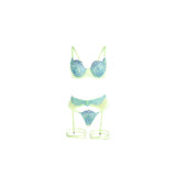 Subblime - 955311 Set Sujetador Con Encaje Y Ligueros Verde Y Azul