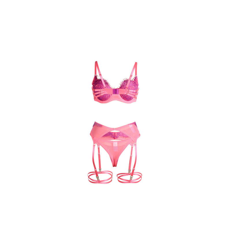 Subblime - 955359 Set Sujetador Con Encaje Y Ligueros Rosa Y Morado