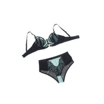 Subblime - 955564 Grünes Lackleder - Netz - Zipper - Bh - Set L/Xl