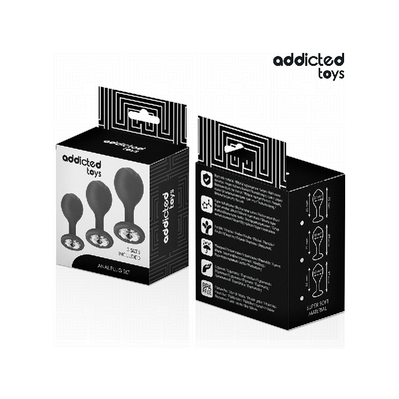 Addicted Toys - Set De 3 Plug Silicona Anal Con Joya | Vybes.it