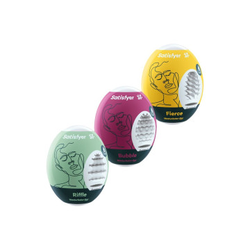 Satisfyer - 3 Huevos Masturbadores Riffle, Bubble & Fierce |