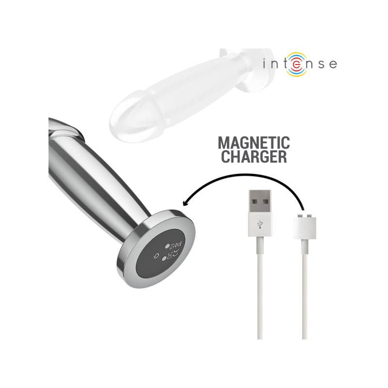 Intense - Plug Anal 10 Vibraciones Metal En Forma De Dildo Con